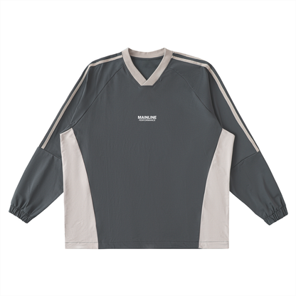 Color-Block V-Neck Long-Sleeve